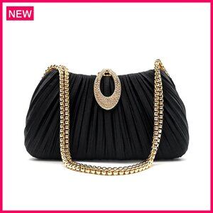 Satin Evening Clutch with Detachable Chain for Formal Occasions